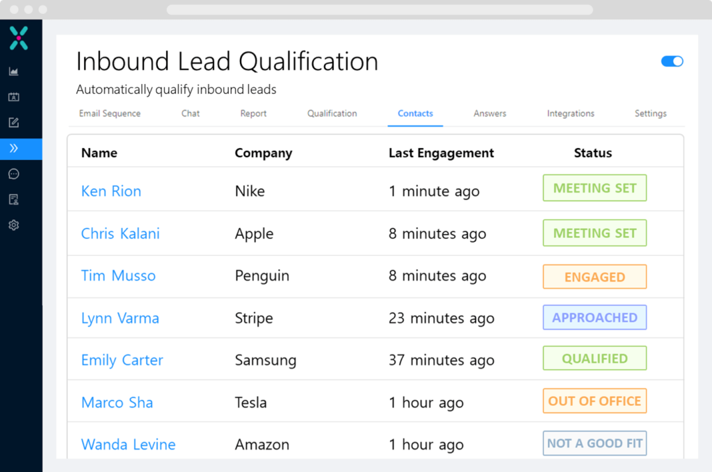 Exceed.ai 的屏幕截图显示了会议以及它们是多久以前的