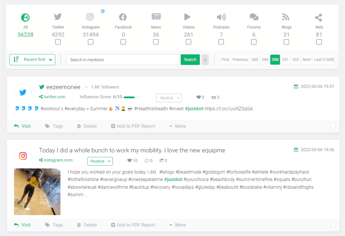 Hashtagify 替代品：Brand24 - 提及牆