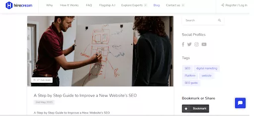 exemplo de blog publicado