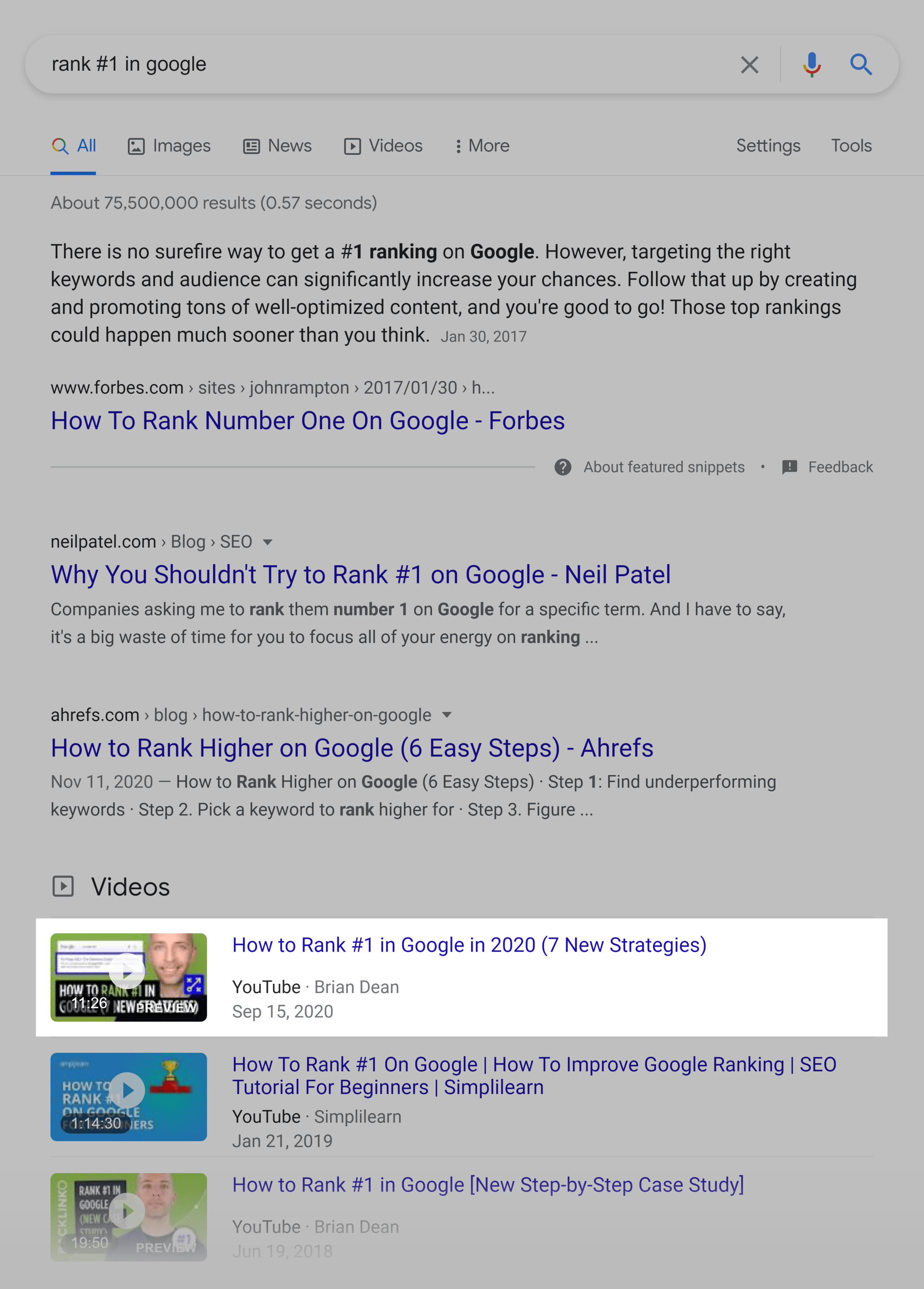 SERP do Google – Rank #1 no Google Google SERP – Rank #1 in Google