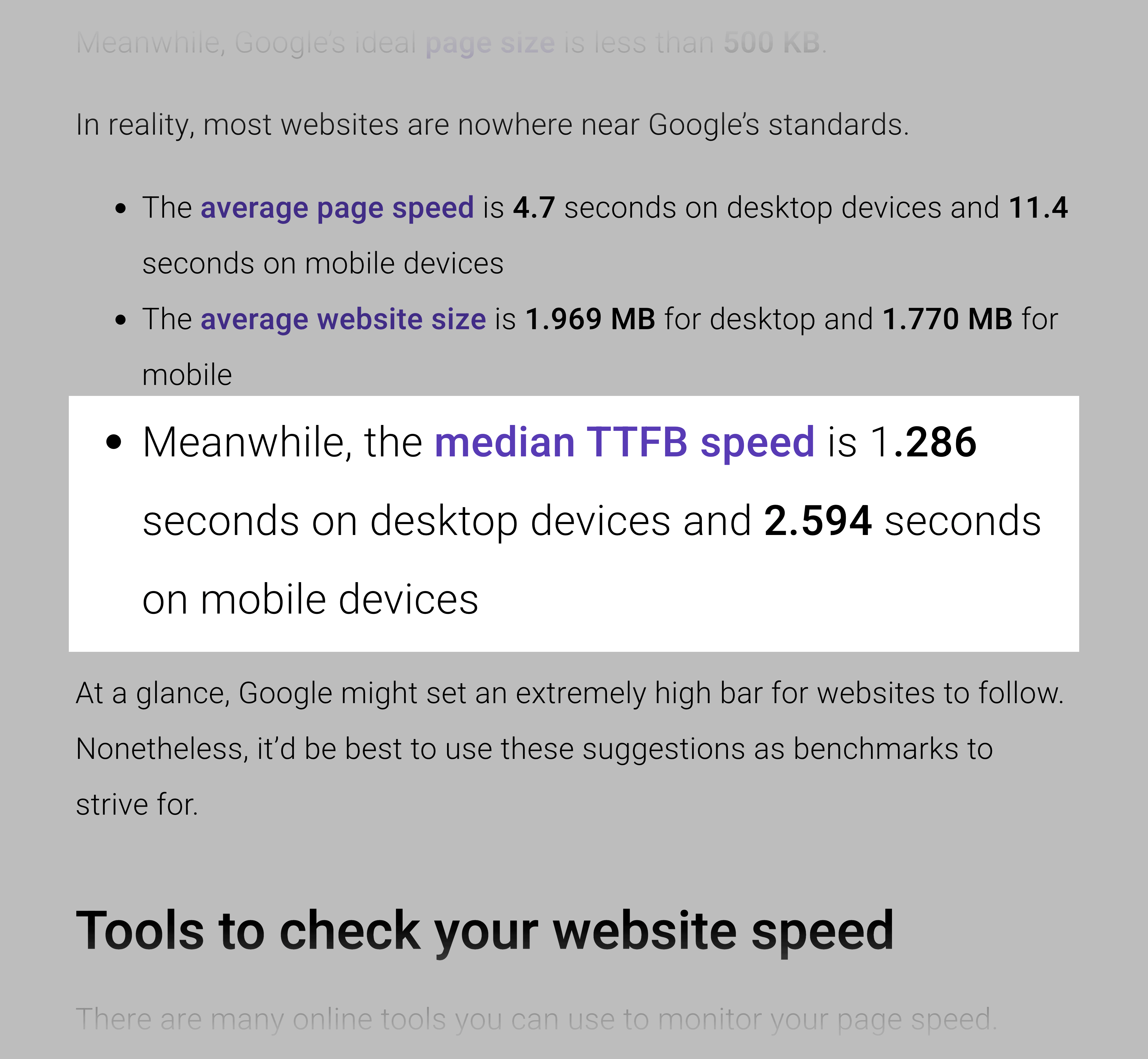 Estudo de velocidade da página citado no artigo Page speed study cited in article