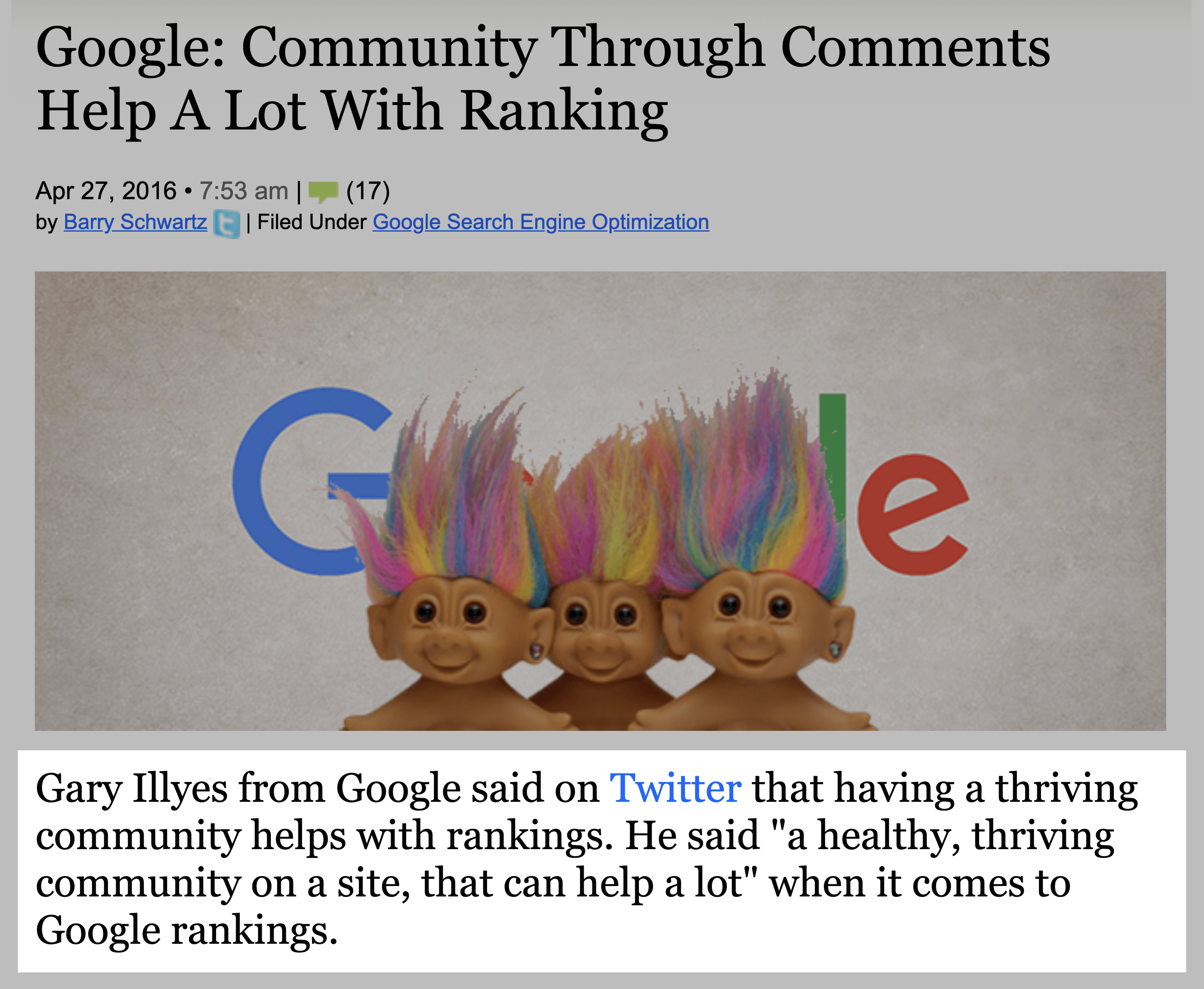 Mesa Redonda – Comentários ajudam na classificação Seroundtable – Comments help with ranking