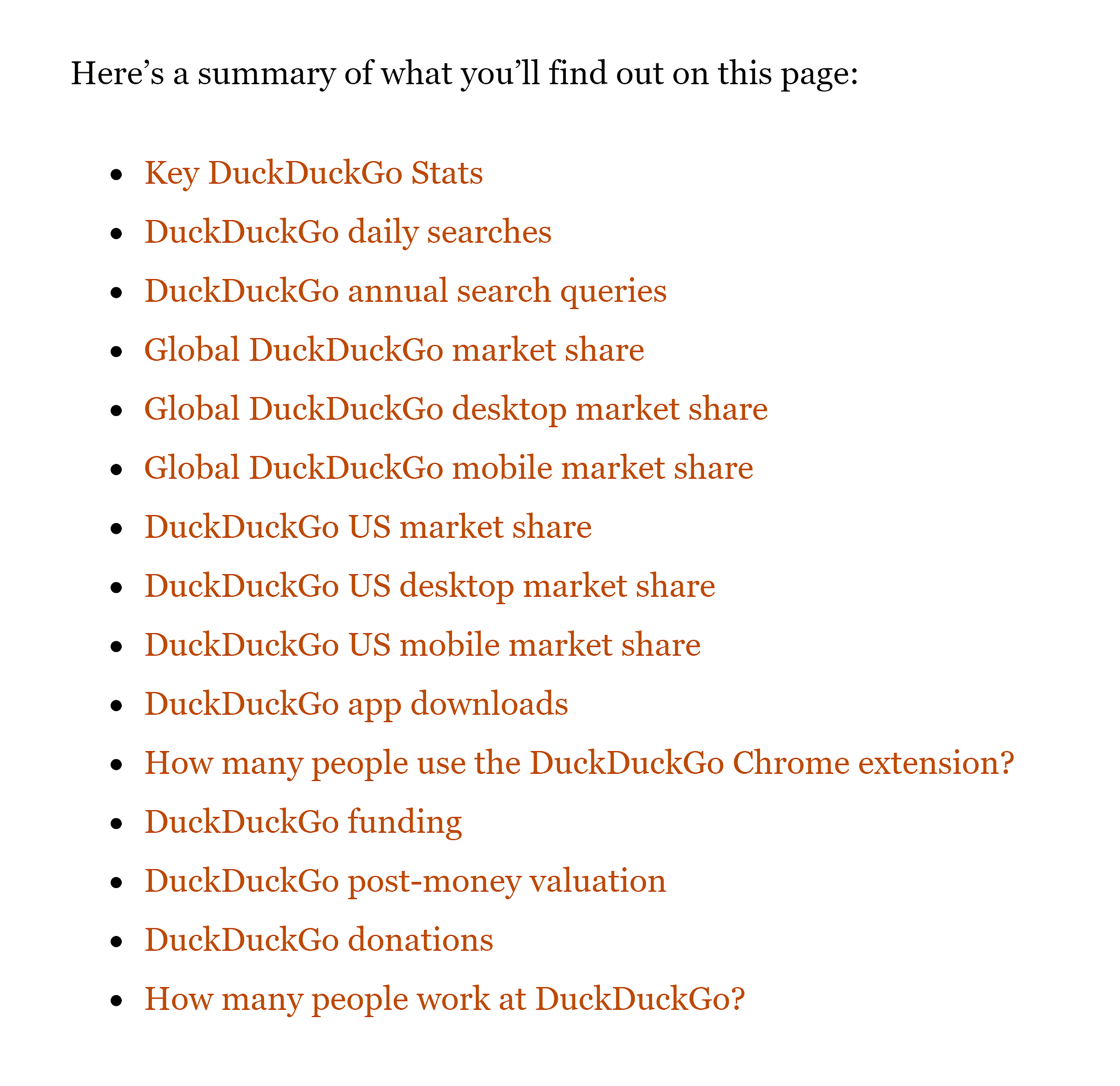 DuckDuckGo istatistikleri – İçerik DuckDuckGo stats – Content