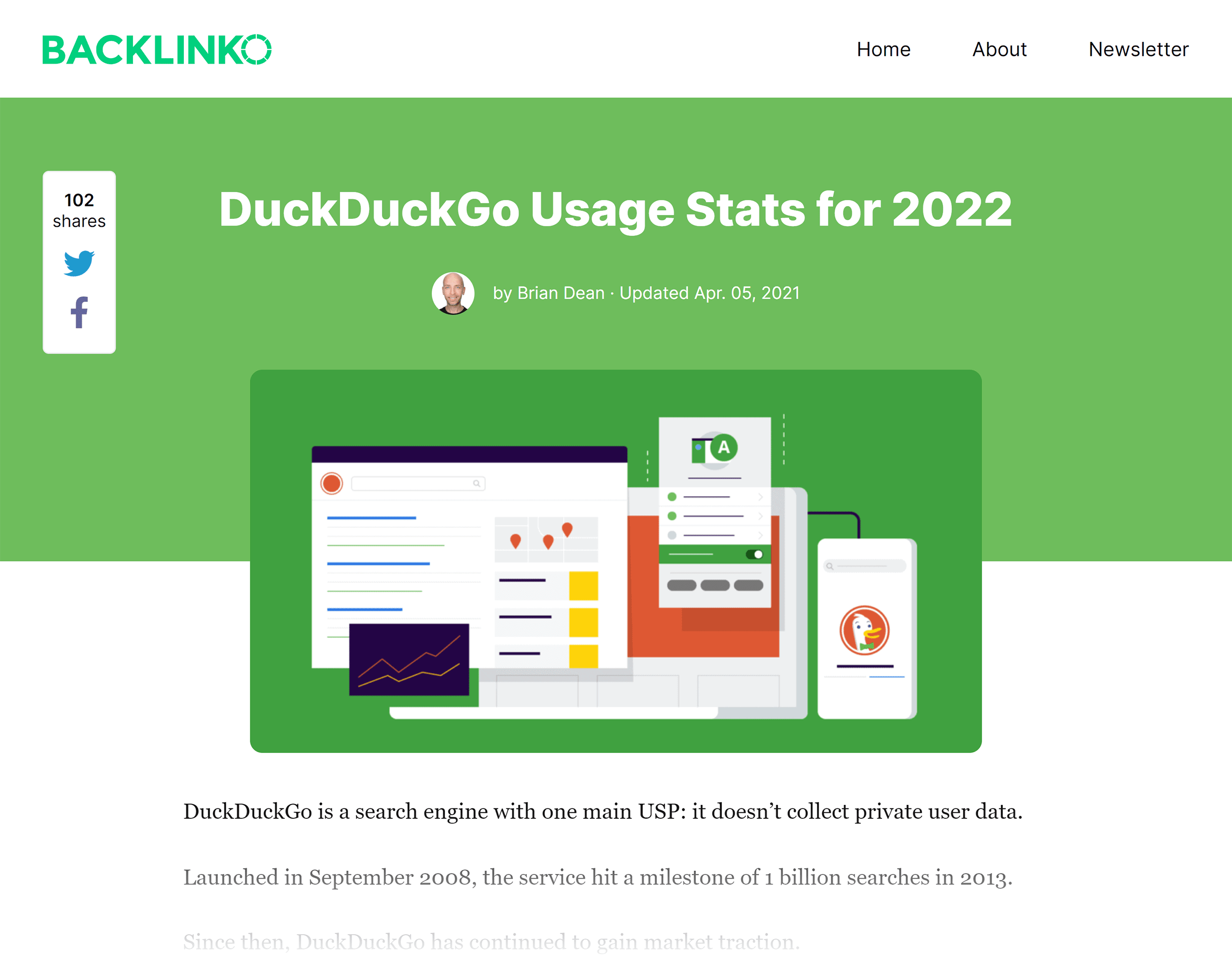 Backlinko – DuckDuckGo istatistikleri Backlinko – DuckDuckGo stats