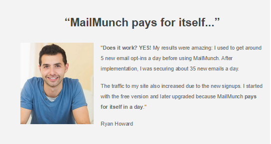Mailmunch Testimonial 1