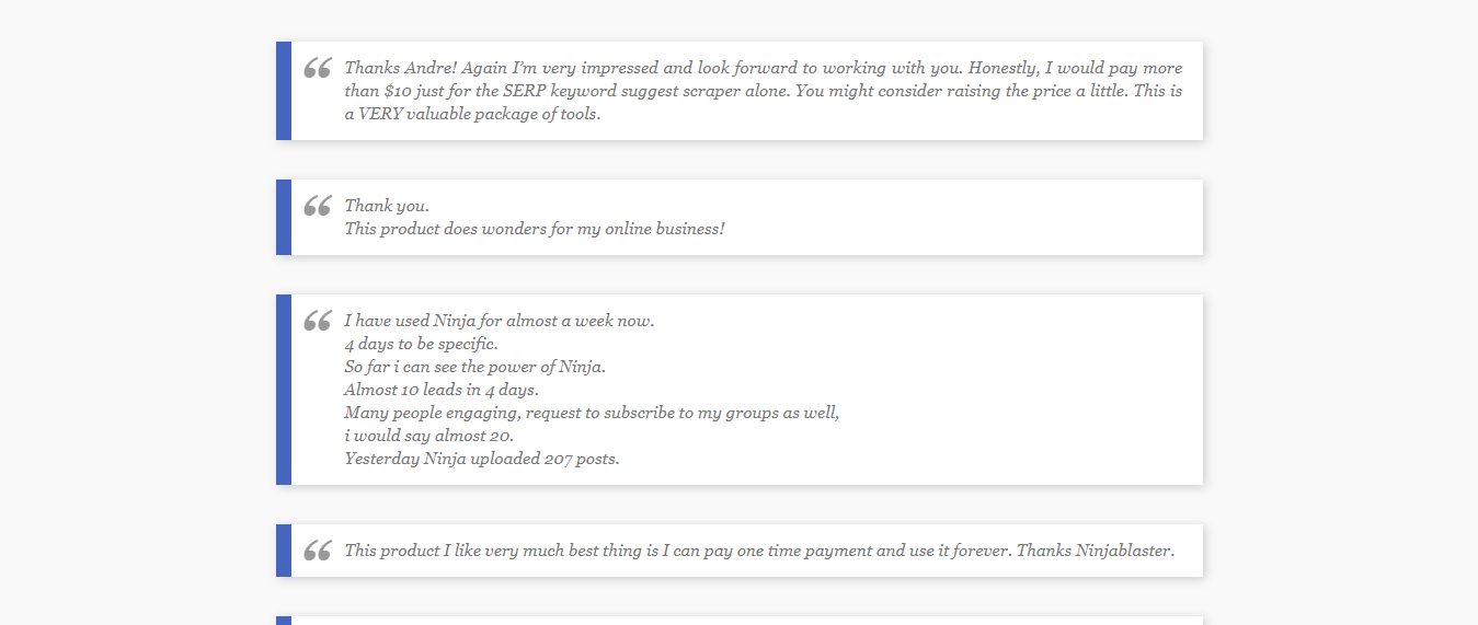 Testimonials - Ninja Blaster Review