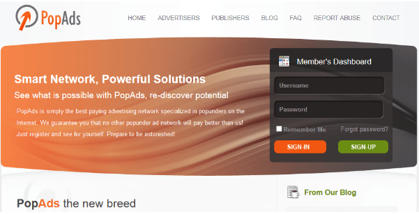 Reti pubblicitarie PopAds PopAds Ad Networks