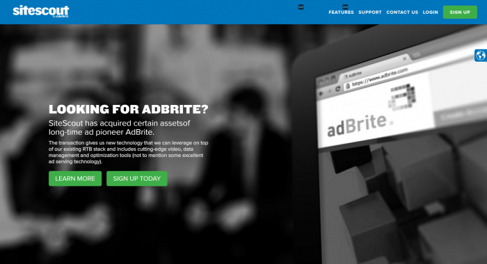 Sitesout di Adbrite Adbrite sitescout
