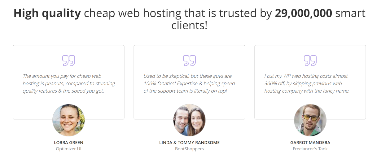 Testimonianze di Hostinger Hostinger Testimonials