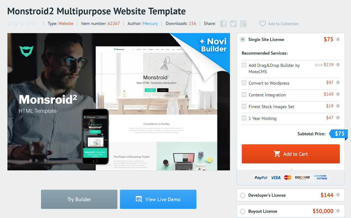 templatemonster Monster 2 tema fiyatlandırması templatemonster Monstroid 2 themes pricing