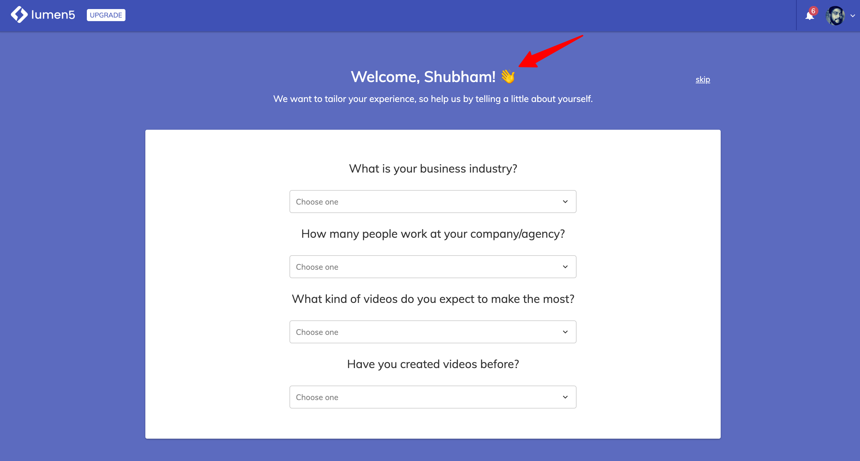 Lumen5にサインアップ