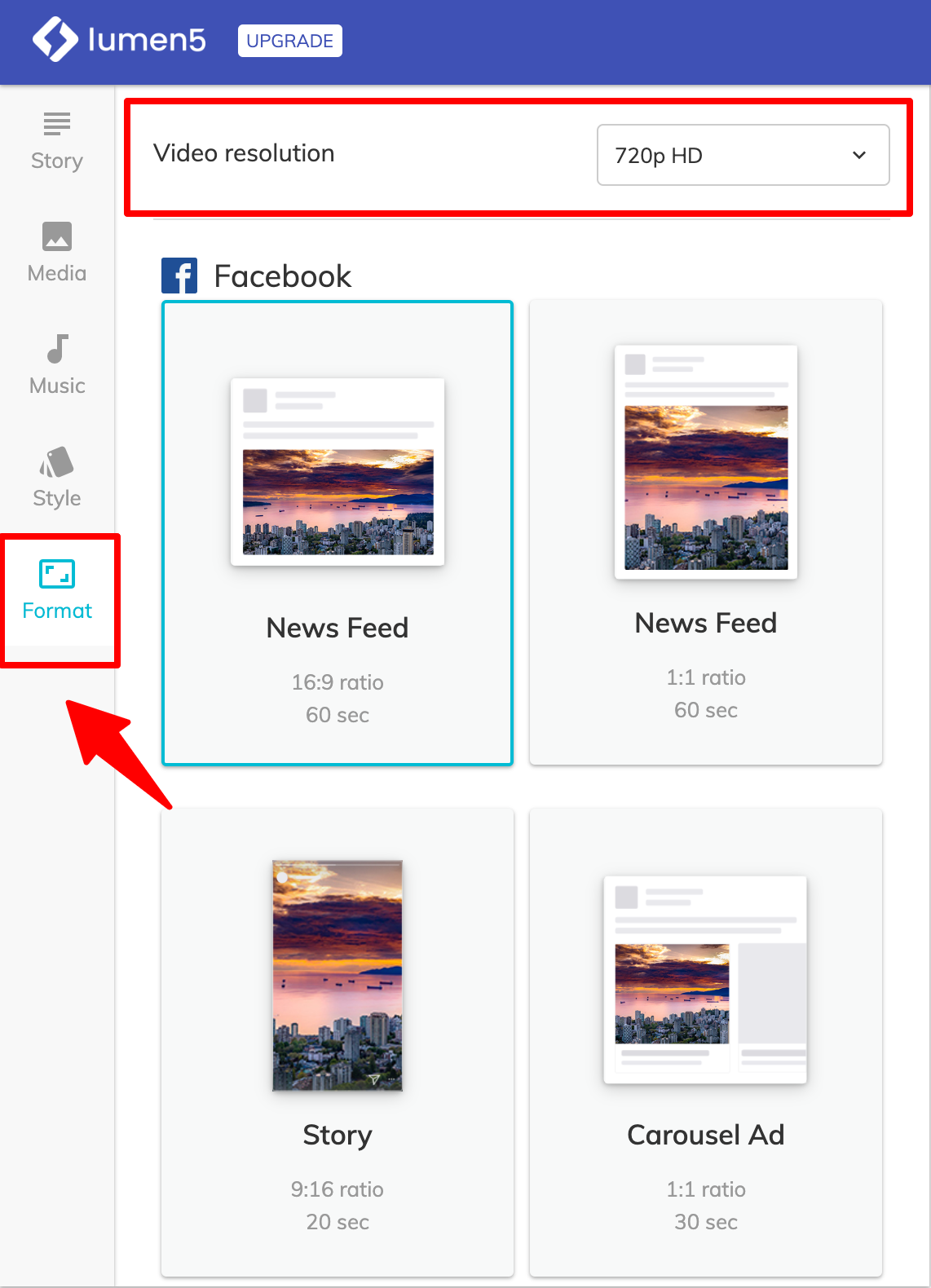 Lumen5で利用可能なフォーマット