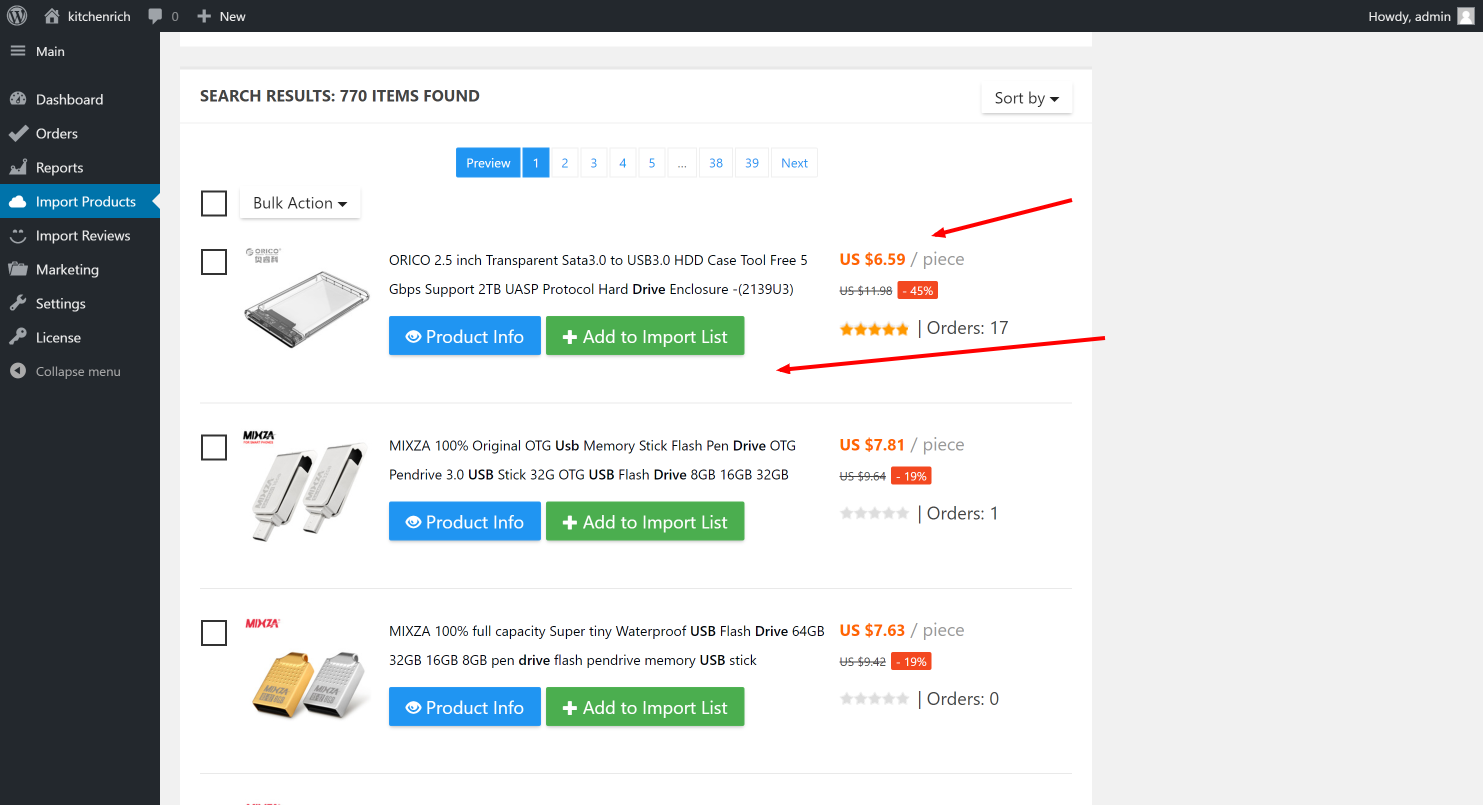 Prodotto Alidropship