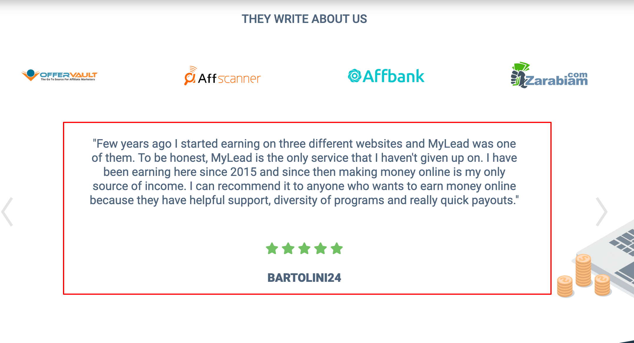 Comentários de clientes MyLead