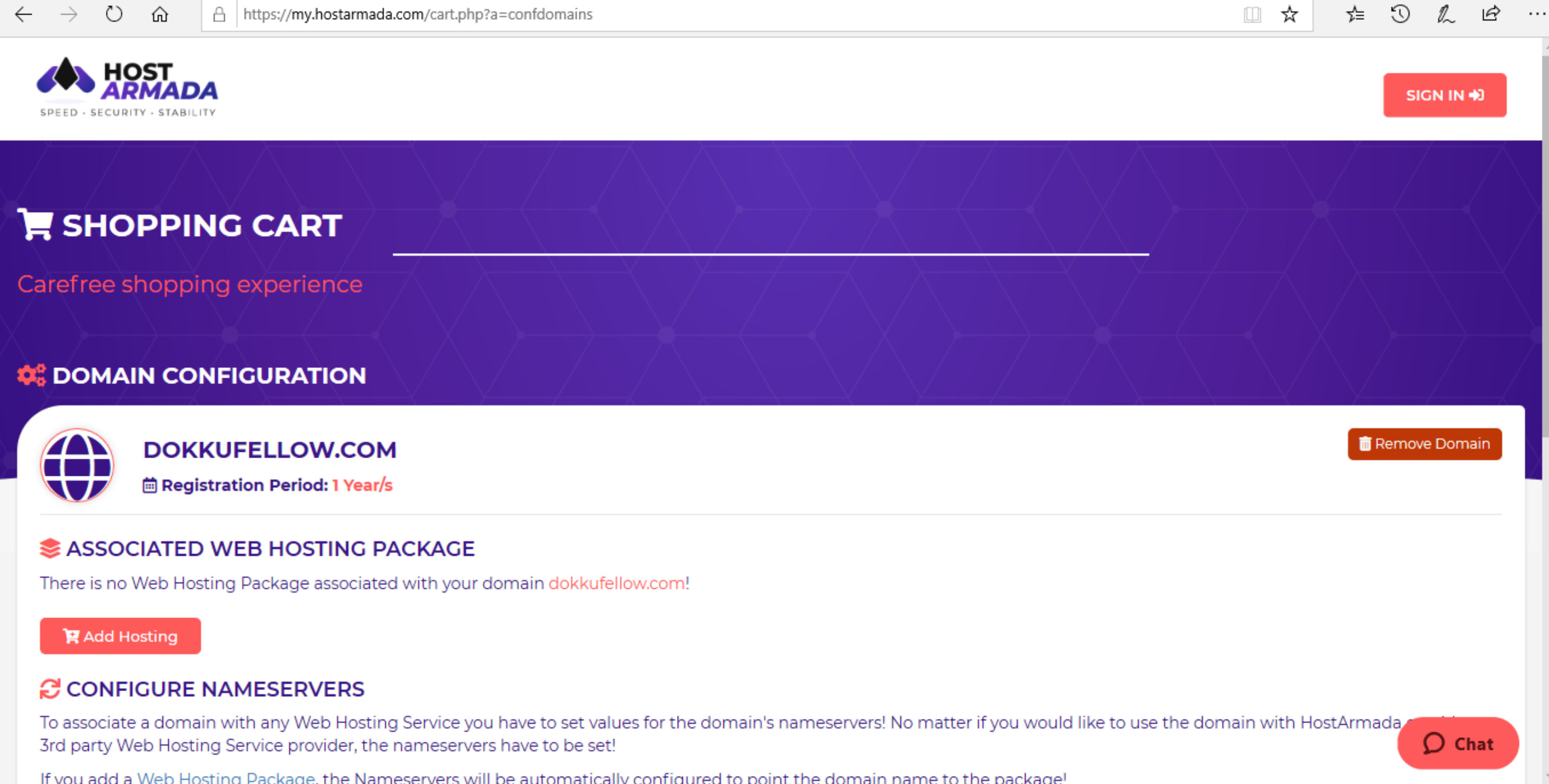 Configurazione del server dei nomi HostArmada