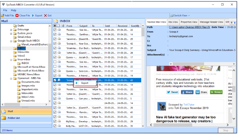 ملف التصدير Export File
