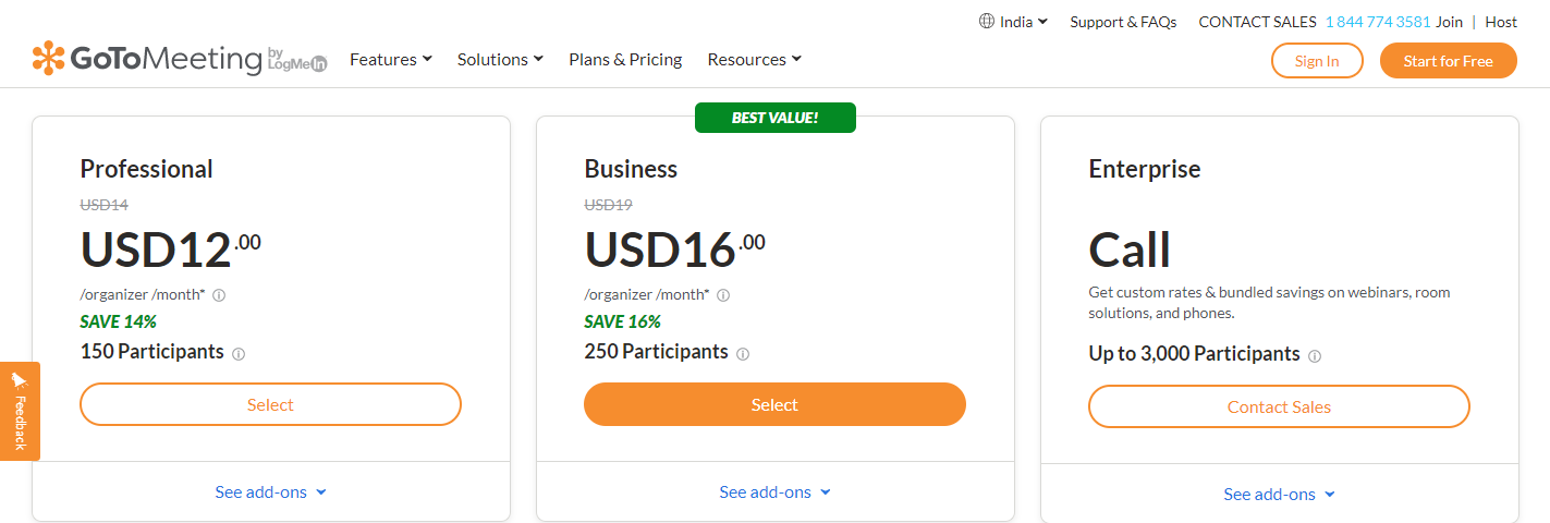 GoToMeeting 视频会议-定价 GoToMeeting video conferencing-Pricing