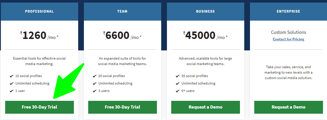 Hootsuite - Fiyatlandırma Planı