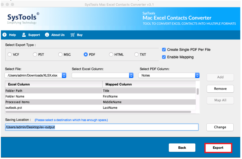 Select Destination Location