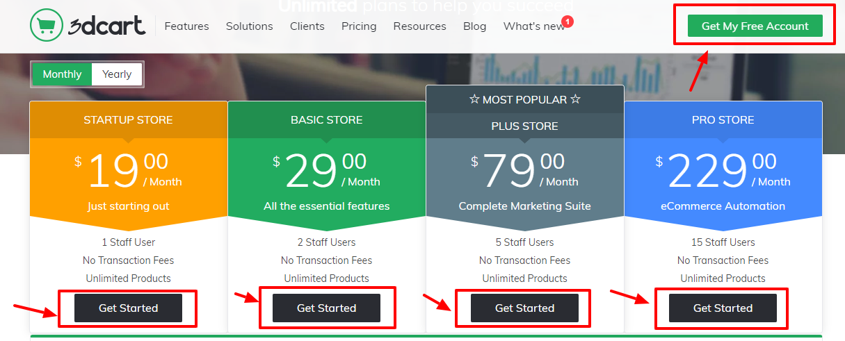 3DCart - التسعير 3DCart -Pricing