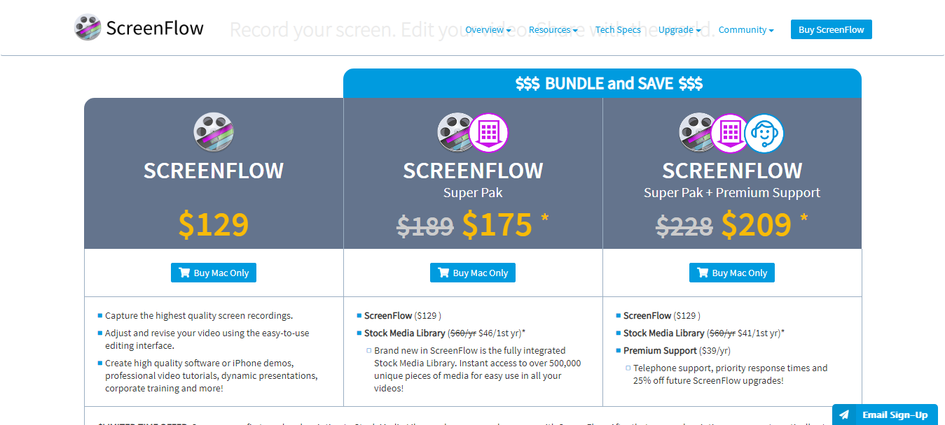 屏幕流定价 Screenflow Pricing