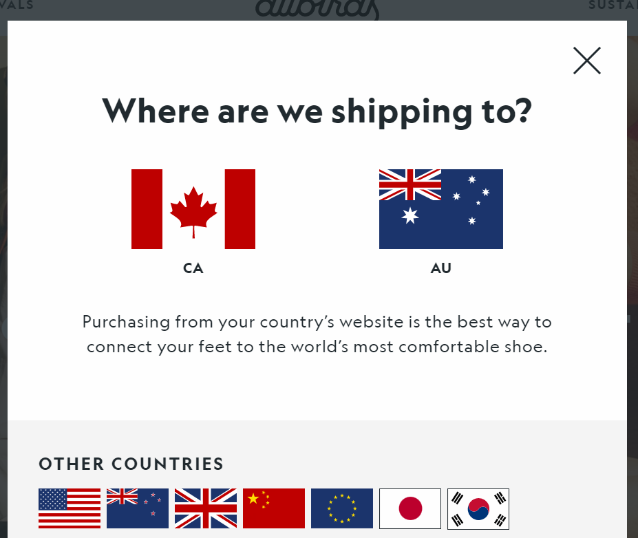 Allbirds مناطق متعددة