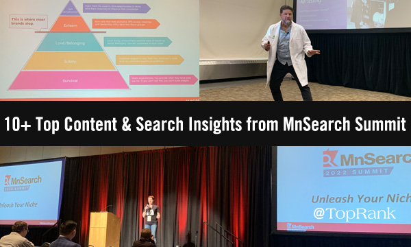 10 approfondimenti sui contenuti e sulla ricerca dall'immagine del collage dell'evento MnSearch Summit