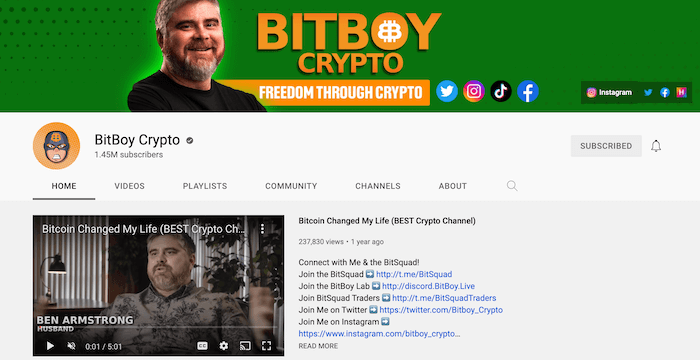 BitBoy Crypto ช่อง YouTube