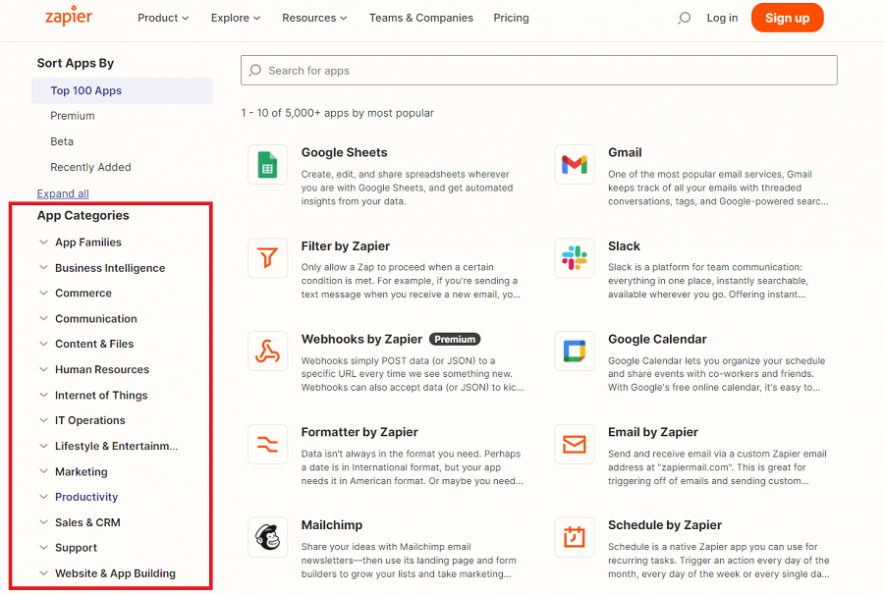 تكاملات zapier