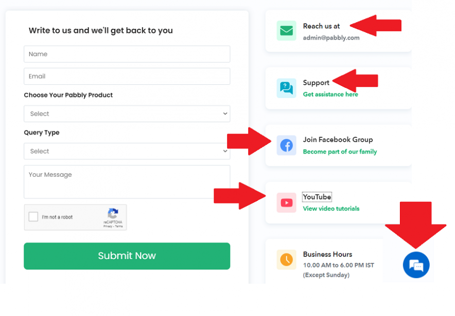 خيارات دعم pabbly