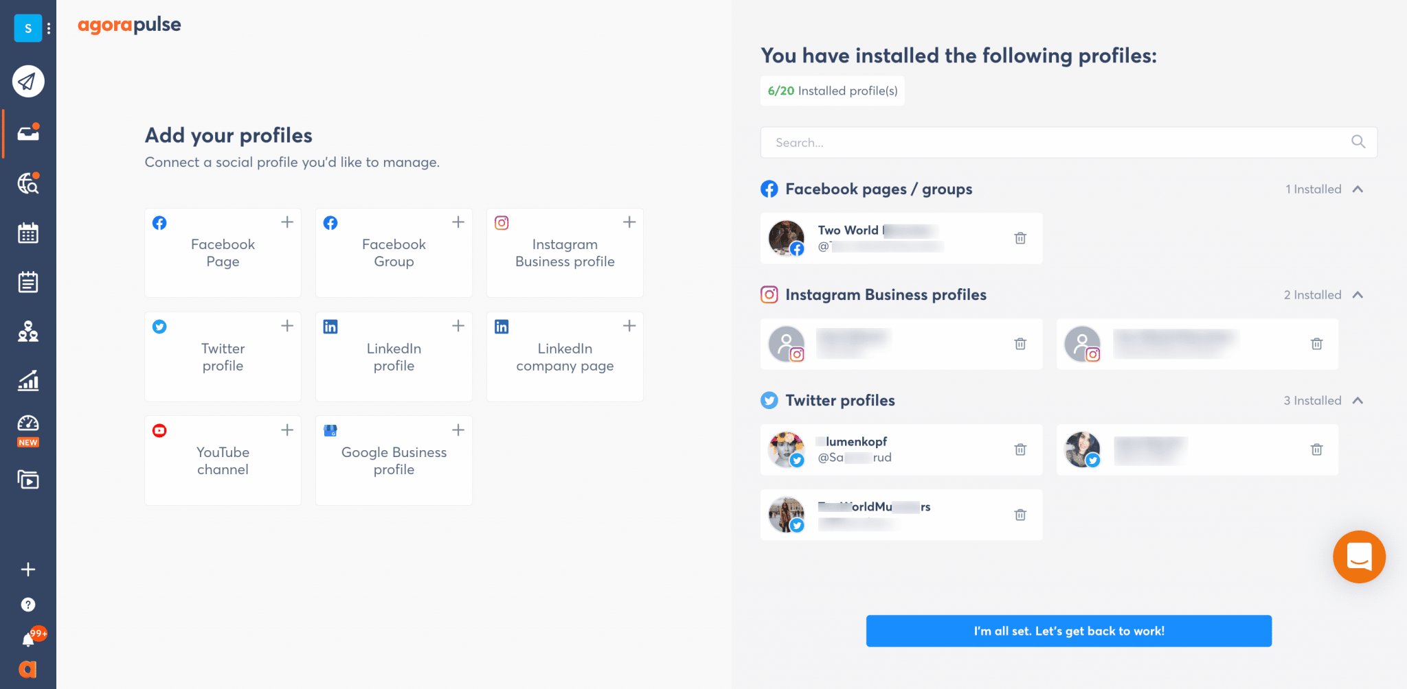 menu principal agorapulse