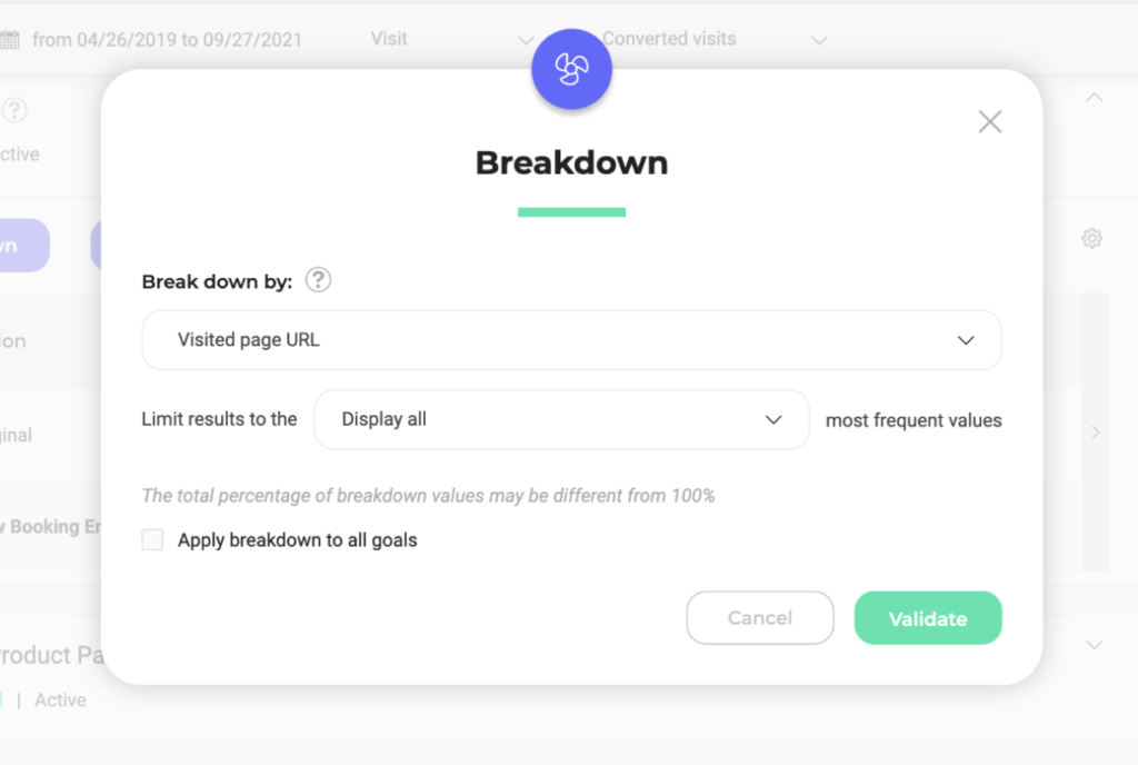 Defalcarea datelor lui Kameleoon