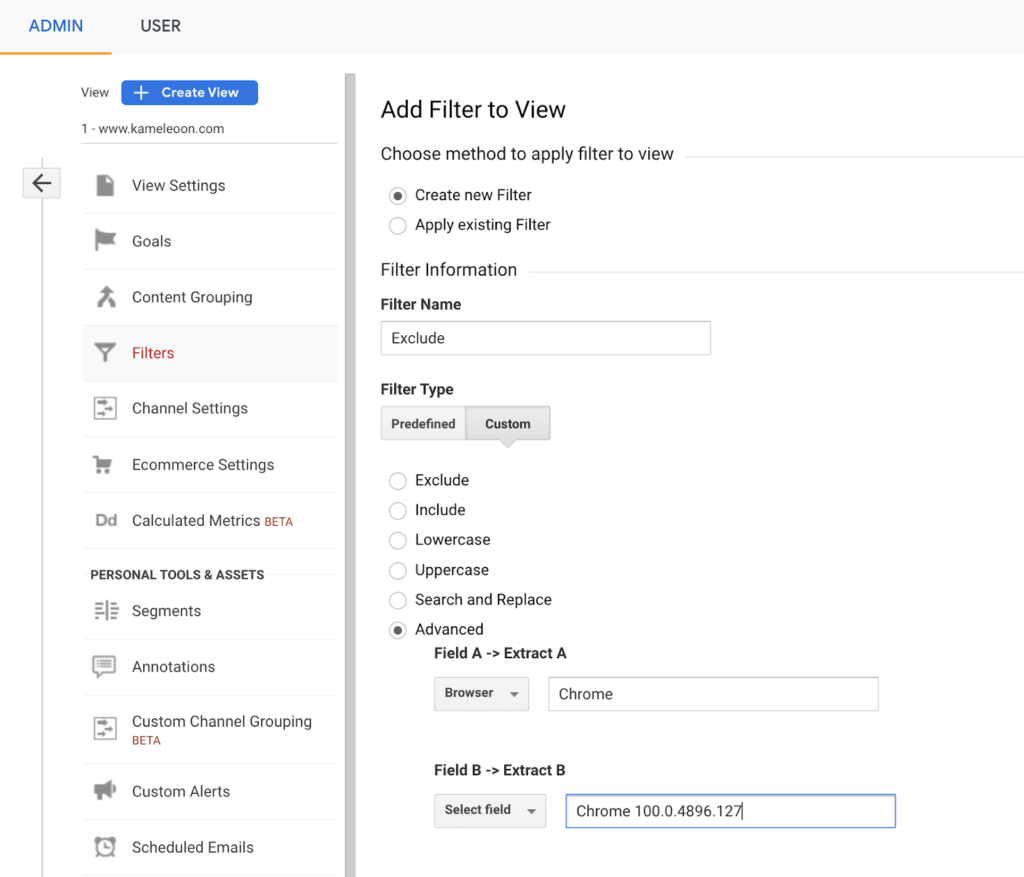 Captură de ecran Google Analytics.
