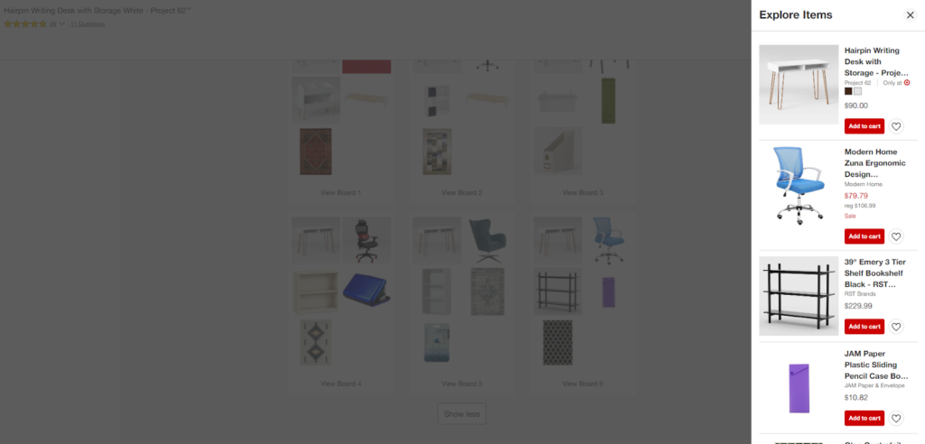 TargetのPinterestLikeInspirationBoardのスクリーンショット