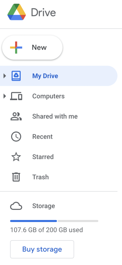 لقطة شاشة من Google Drive