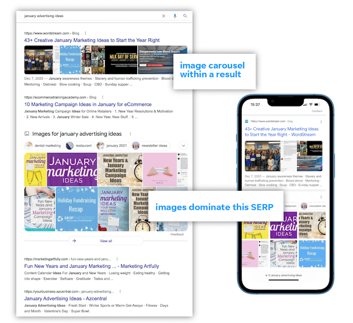 Google에서 더 높은 순위를 매기는 방법 - 이미지가 많은 SERP