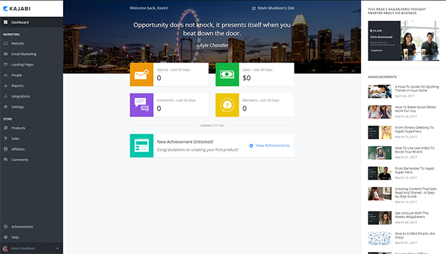 kajabi-cruscotto kajabi-dashboard