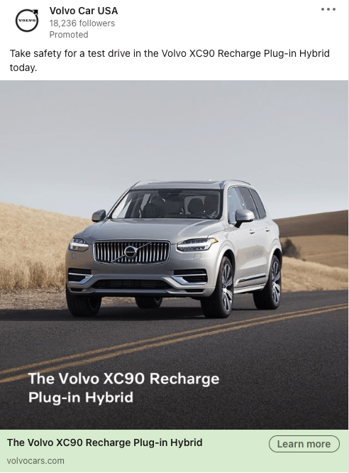 LinkedIn-Werbung für Autos von Volvo