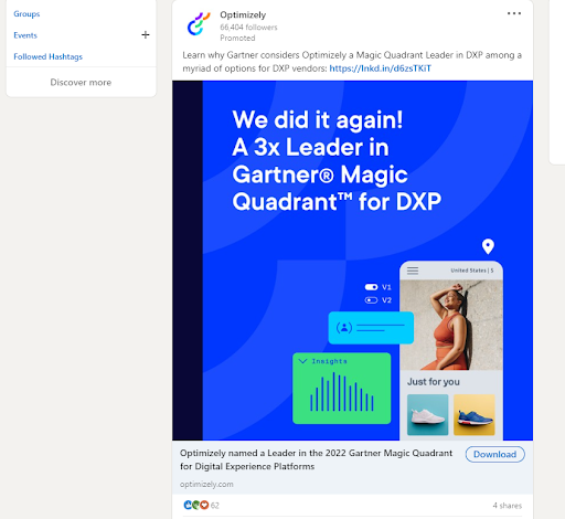 パフォーマンスベースのマーケティングLinkedIn広告の例