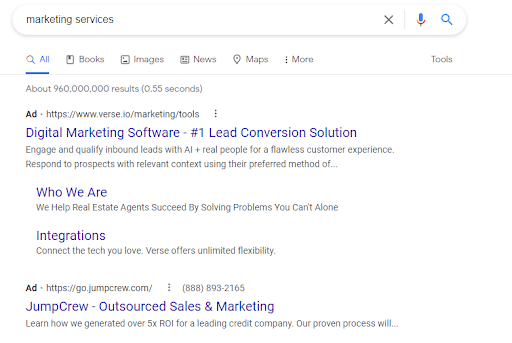 パフォーマンスベースのマーケッティングCPC広告の例
