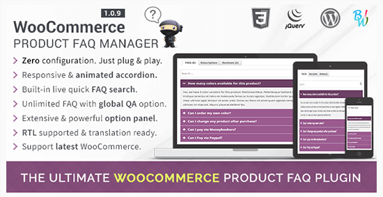 gestionnaire de faq produit woocommerce WP