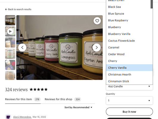 attributs de produit etsy