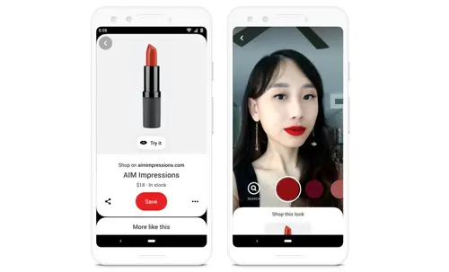 Screenshot of Pinterest Try On AR.