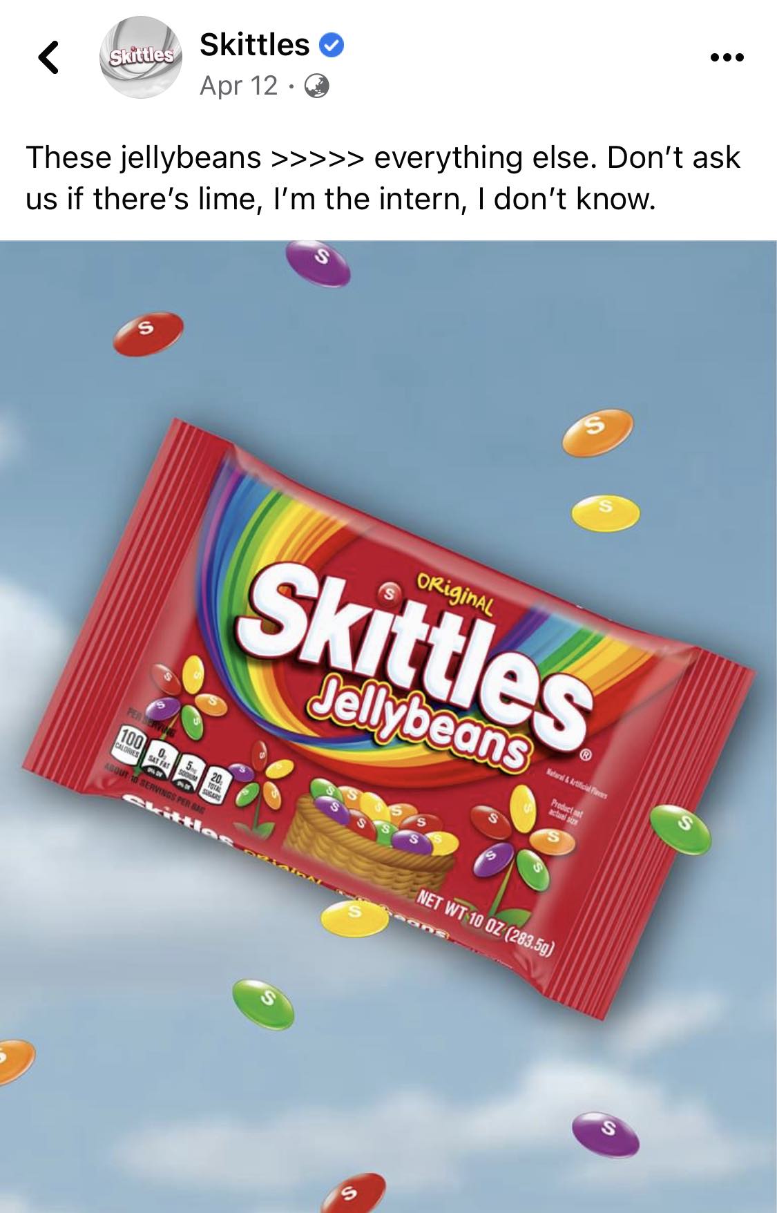 skittles tarafından mizahi pazarlama mesajı