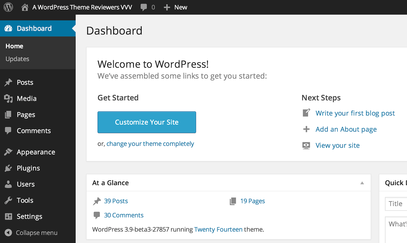 Wordpress Dashboard