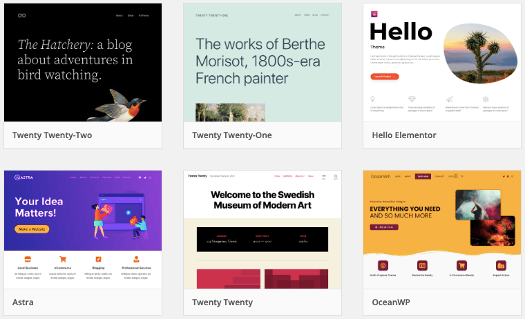 Galeria de teme WordPress