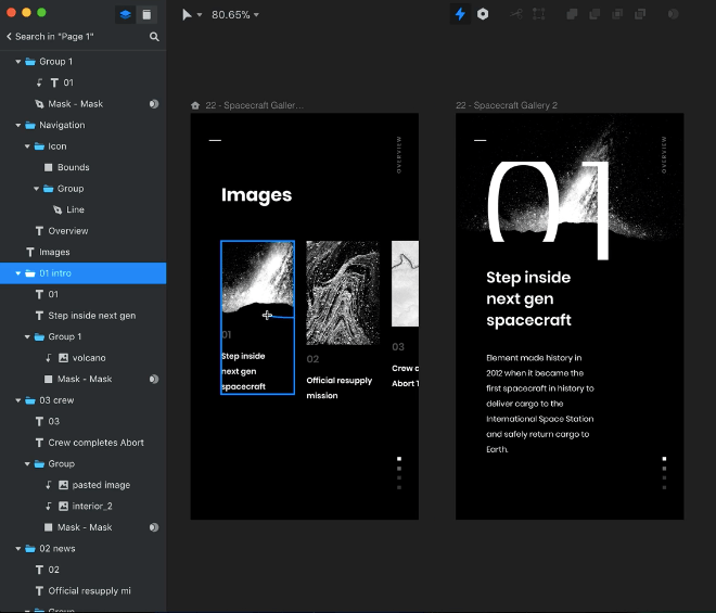 Interfață InVision Studio