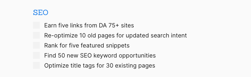 SEO桶清单项目清单