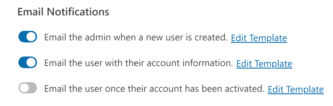 사용자 등록 양식 이메일 알림