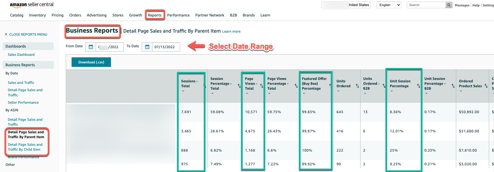 Trouver votre taux de conversion sur Seller Central